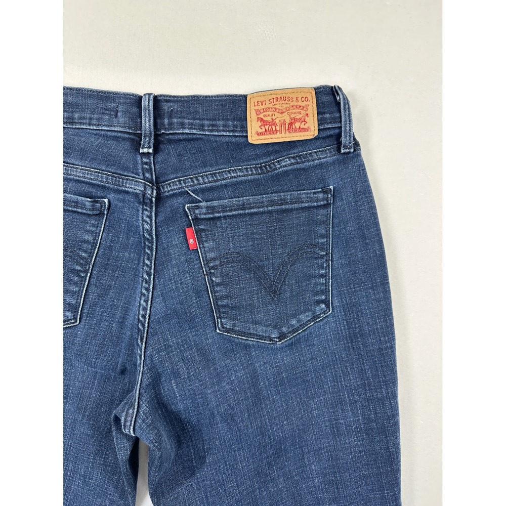 Levi's 505 Straight Leg Denim Jeans Womens Sz 27x29 Dark Wash Classic Mid Rise - Picture 7 of 10